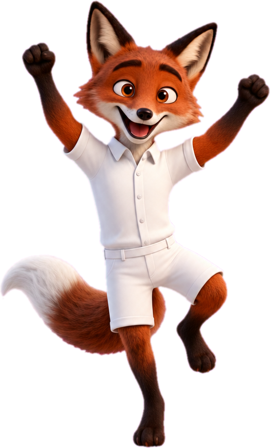 A dancing fox, a Kidbox story character