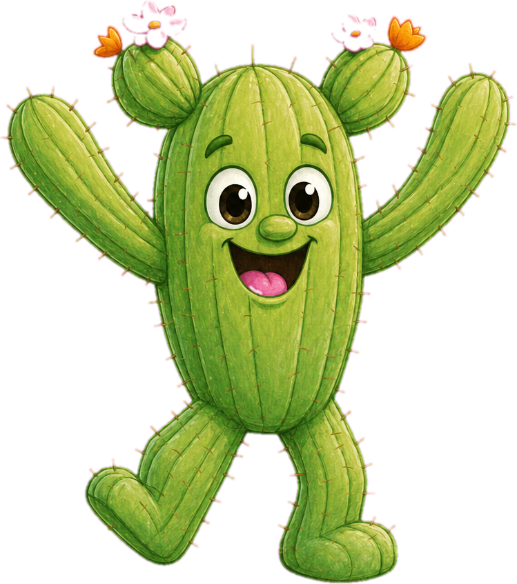 Prickles the cactus, a dancing Kidbox story character
